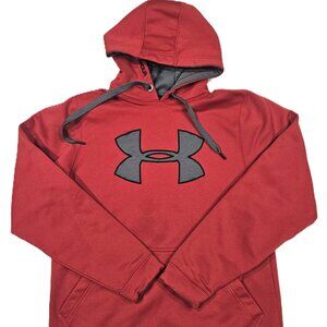Under Armour Red Hoodie Men’s Medium Gray Logo Fleece Pullover